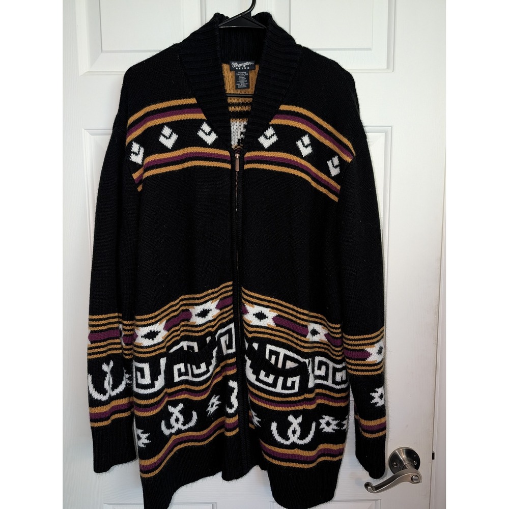 Wrangler Retro XL XXL Western Cowboy Cardigan Sweater Bucking Horse Southwestern